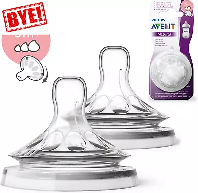 Philips Avent Natural Teats 3m+Variable Flow 2-Pack Baby Bottle Nipples Silicone • $24.67