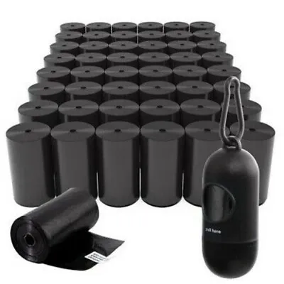 1000-Pack Dog Waste Bags With Bone-Shaped Dispenser And Leash Clip - Black • $18.99