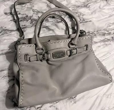 Michael Kors HAMILTON Satchel Purse Gray Pebbled Genuine Leather • $25