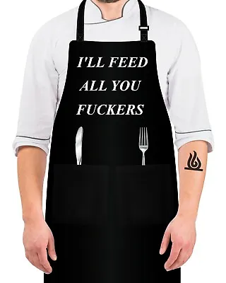 BBQ Funny Grilling Aprons Dad Man Men Apron 2 Pockets Cooking Ill Feed All You • $18.95