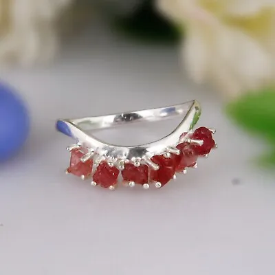 Authentic Raw Ruby Dainty Ring 925 Sterling Silver Healing Ring Jewelry Gift • $22.04