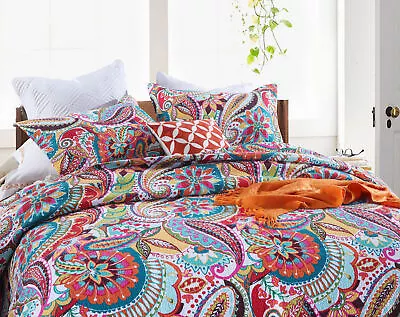 Qucover King Quilt Bedding Set Gorgeous Paisley Pattern Bedspreads King Size C • $58.99