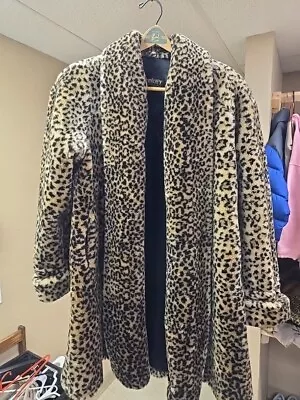 Vintage Monterey Fashion Cheetah/Leopard Print Faux Fur Coat Womens Size L W/HAT • $100