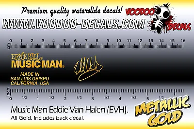 Music Man Eddie Van Halen (EVH) ALL GOLD Headstock Waterslide Decals • $11.90