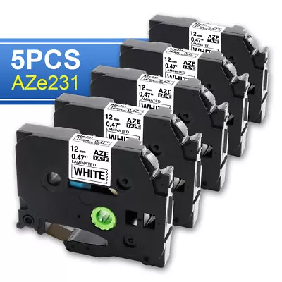 5PK TZ TZe-231 For Brother PTD210 P-Touch Label Maker Tape 12mm Label Tape 1/2'' • $12.79