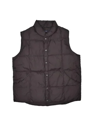 Lands End Puffer Vest Mens L Black Quilted Snap Button Jacket Goose Down • $32.94