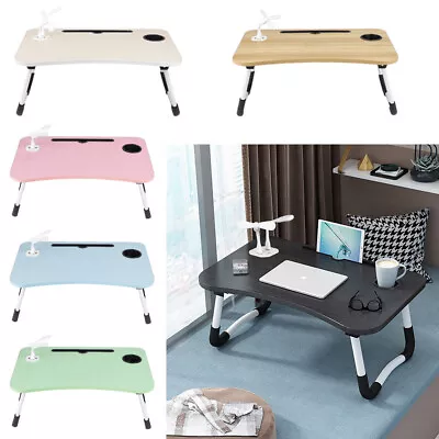 Folding Laptop Table Stand USB Computer Desk Bed Picnic Stand Notebook Lap Trays • £14.94