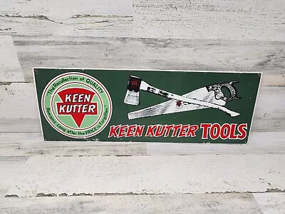 Vintage Keen Kutter Tools Metal Embossed Sign With Axe And Hand Saw TIN OVER CAR • $99.99