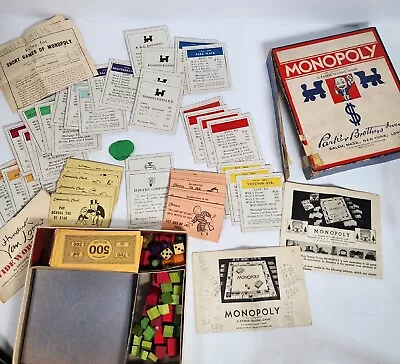 Vtg Monopoly Game Parker Brothers 1938-1940 Trading Game Wood Pieces Replacement • $24.95