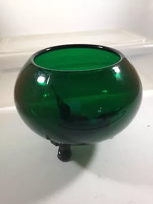 Vintage Viking Glass Evergreen Footed Bowl Candy Nut Dish • $12