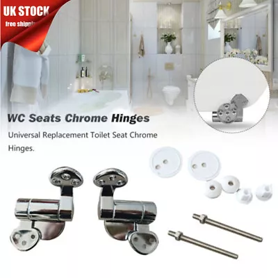 WC Seats Chrome Hinges Replacement Soft Close Hinge Set For Bathroom Oak Wood UK • £15.48