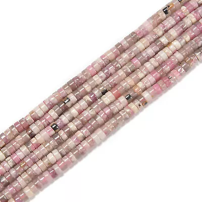 Natural Pink Tourmaline & Lepidolite Heishi Disc Beads Size 2x4mm 15.5'' Strand • $8.54