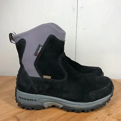 Merrell Boots Womens 6 Tundra Waterproof Black Polartec Pull On Hiking Shoes • $49.97