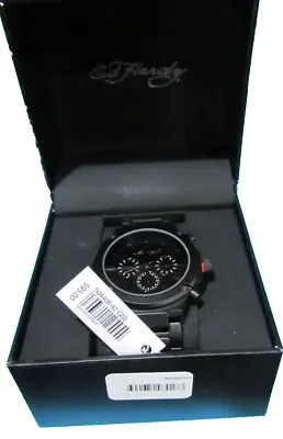 Ed Hardy Men's Black Silicone Strap Watch ~1  3/8  Dial~All Instructions In Box • $25.99