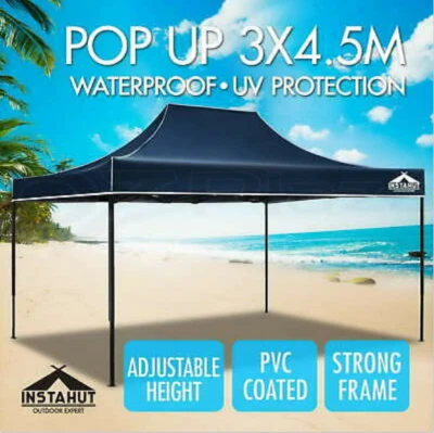 $218.95 • Buy 3x4.5 Instahut Pop Up Gazebo Outdoor Tent Folding Wedding Marquee Gazebos Navy