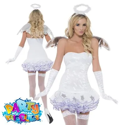 £14.99 • Buy Adult Fever Angel Costume Sequin Gabriel Christmas Xmas Fancy Dress Outfit 