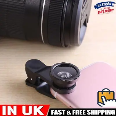 Wide Angle Macro Fisheye Phone Camera Lens Kit For IPhone (Black) • £4.99