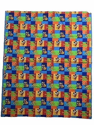 Vintage Disney Mickey Mouse Color Block Fabric 53x44” • $29.99