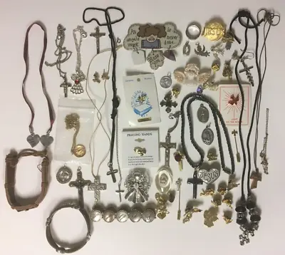 Religious Medals And Jewelry Lot  Some Vintage 7B42L • $70