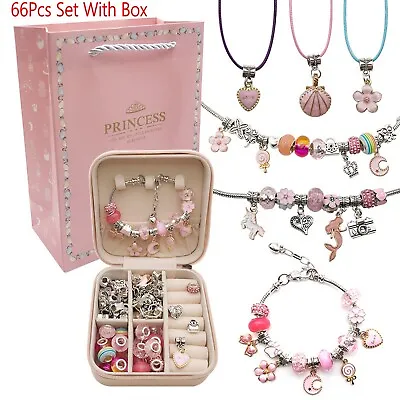 £15.99 • Buy Girls Bracelet Making Kit Beads Jewellery Charms Pendant Set DIY Craft Kids Gift