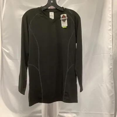 TSLA Mens Thermal WinterGear Shirt Black V Neck Heatlock Long Sleeve 3B L New • $38.99