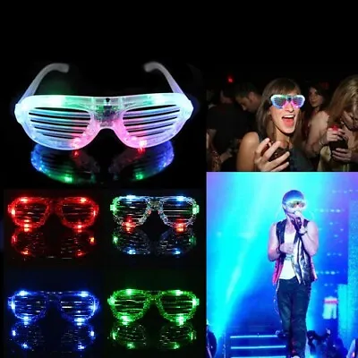 £4.49 • Buy New Flashing LED Shutter Glasses Light Up Rave Slotted Party Glow Shades Fun UK