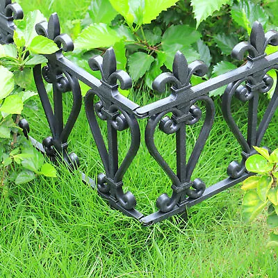 3 6 9 Black Plastic Picket Fencing Metal Effect Lawn Border Edge Garden Edging  • £9.95