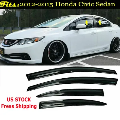 $24.84 • Buy For Honda Civic Sedan 4-Door 2012-2015 Window Visor Vent Sun Rain Guards Shade