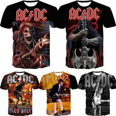 ACDC Band Music Style Casual Women Men T-Shirt 3D Print Short Sleeve Tee Tops • $9.89