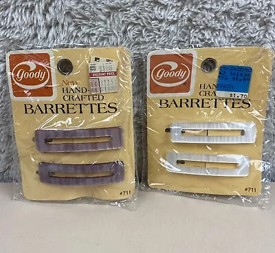 Goody Vtg 1975 Barrettes Handcrafted Lot 2 Pks (Total 4) Wire Clasp White Purple • $14.99