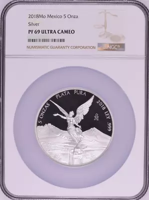 2018 Mexican Libertad 5oz Silver Proof Coin NGC PF 69 UCAM • $382.50