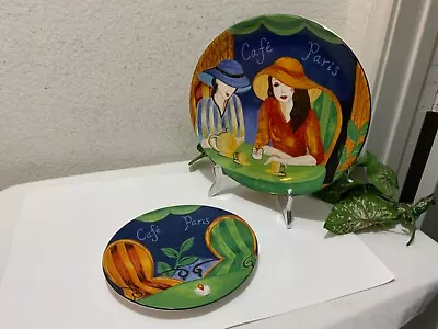 2 Pc Set Cafe Paris 4914 Sango 1 Dinner Plate 1 Salad Plate G3 • $35