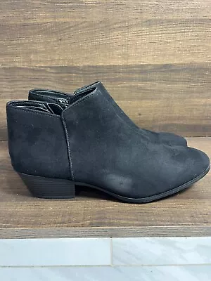 Style Co Womens Wileyy Ankle Booties 11M Block Heel Almond Toe Black • $10