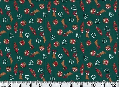 Vintage Fabric Christmas Stockings Drum Tossed On Green OOP Premium Cotton • $12.74