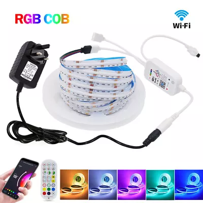 12V/24V COB RGB LED Strip Lights High Density Tape Rope Lamp WIFI APP Controller • £103.19