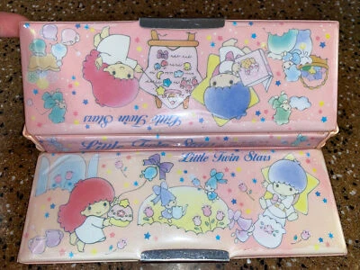 $67.99 • Buy RARE! Vintage Sanrio Little Twin Stars Pencil Case Anime Box Double Sided 1976