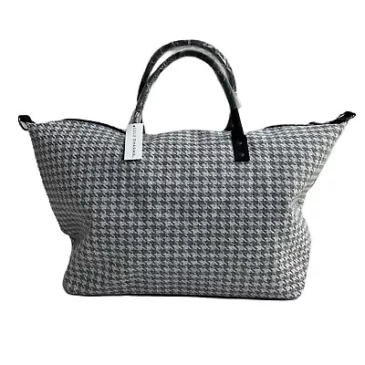 NWT Lulu Dharma Gray Houndstooth Weekender Overnight Crossbody Travel Tote • $39