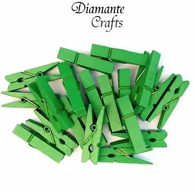 20 X 35mm Mini Wooden Craft Pegs - Choose From 10 Colours • £2.25