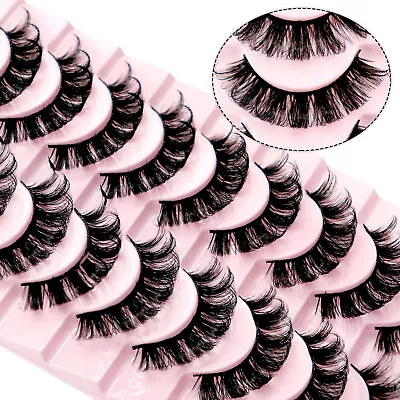 10 Pairs Russian Style Strip Lashes D Curl Mink False Eyelashes Full Curled UK • £5.49