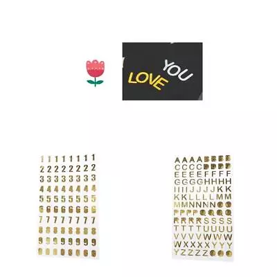 Gold ALPHABET Letters / Numbers Decor Sticker Sheet Card Making Art & • £5.17