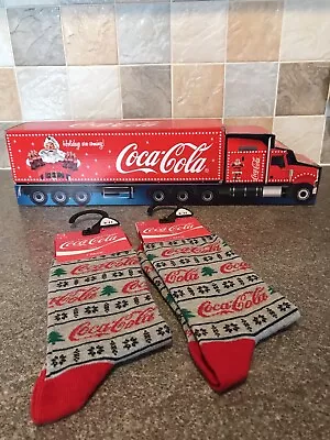 Coca  Cola Cardboard Christmas Truck W/Glass & Bottle Opener & 2 Pairs Of Socks • £34.99