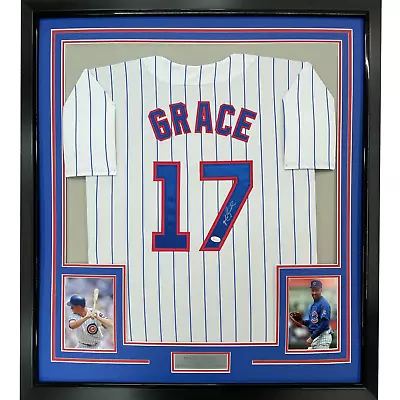 Framed Autographed/Signed Mark Grace 33x42 Chicago Pinstripe Jersey JSA COA • $399.99