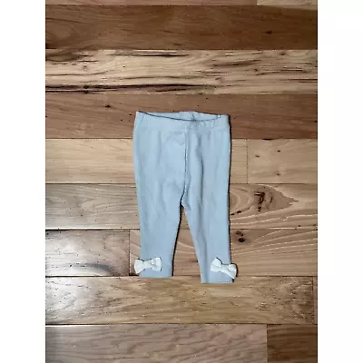 Nicole Miller Pants Girls 0-3 Months Blue Pull On Ribbed Knit Bow Casual New • $12.99