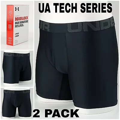 Under Armour Boxer Trunk 2 Pack Ua Tech Series Boxerjock Black  Logo 6 Inseam • £34