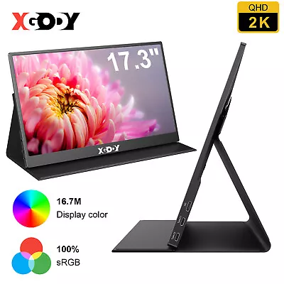 XGODY 17.3  Portable Monitor 2560*1440P 2K Extend Laptop Type-C HDMI VESA • $224.99