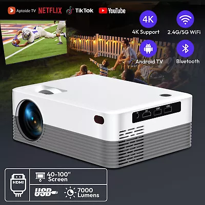 7000 Lumen Projector 5G WiFi Bluetooth Smart UHD LED Android Office Home Theater • $73.99