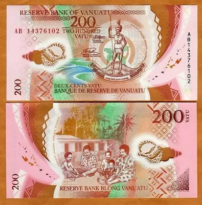 VANUATU: 200 Vatu Banknote  2014 P-12 POLYMER UNC • $10.99