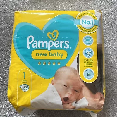 22 X Pampers New Baby Size 1 (2-5kg) 4-11 Lbs • £5