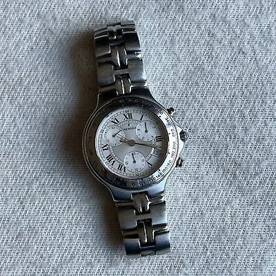 Movado Olympian Chronograph Mens Watch 84-05-890 Stainless Sapphire Crystal 39mm • $350