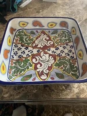 Mexican Glazed Bakeware Deep Casserole Dish Multicolored MarkMexico Heavy/ Sq. • $32.99